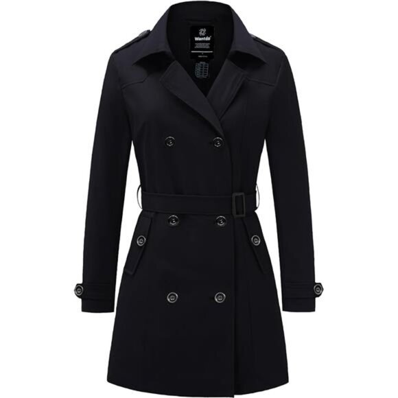 Women's Trench Coat Classic with Belt Black